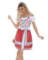 Tamara | Damen Rotes Dirndl Trachtenkleid mit Schürze in Rot