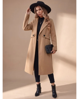 Tasnim | Damen Winterjacke mit Kragen und Taillengürtel in Khaki