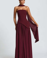 Tessa | Damen Maxikleid Elegant Raffiniert Fließend in Rot