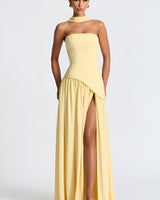 Tessa | Damen Maxikleid Elegant Raffiniert Fließend in Gelb