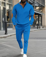OldTown™ Set mit Retro-Fußabdruck und strukturiertem Mesh / Klassische Eleganz für Männer, die sich stilvoll kleiden können! in Blau