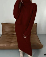 Thalina | Damen Strick-Set Zweiteilig Kleid Pullover in Rot