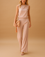 Thekla | Damen Ärmelloser Weites Bein Jumpsuit in Rosa