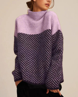 Theresa | Damen Rollkragenpullover mit Zickzack Muster in Lila