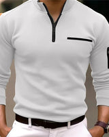 Luxe Herrensweater mit Reißverschluss - Davy in Weiß