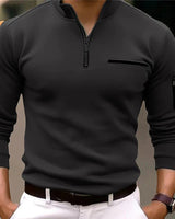 Luxe Herrensweater mit Reißverschluss - Davy in Schwarz