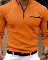 Luxe Herrensweater mit Reißverschluss - Davy in Orange
