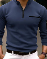 Luxe Herrensweater mit Reißverschluss - Davy in Dunkelblau