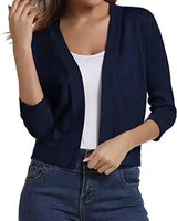 Thordis | Damen Strickjacke Offene Front 3/4 Arm in Navy