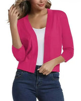 Thordis | Damen Strickjacke Offene Front 3/4 Arm in Rosa