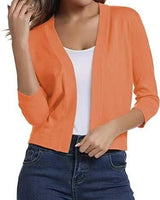 Thordis | Damen Strickjacke Offene Front 3/4 Arm in Orange