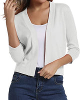 Thordis | Damen Strickjacke Offene Front 3/4 Arm in Weiß