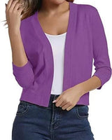 Thordis | Damen Strickjacke Offene Front 3/4 Arm in Lila