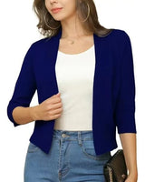 Thordis | Damen Strickjacke Offene Front 3/4 Arm in MarineBlau
