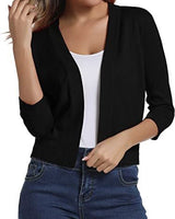 Thordis | Damen Strickjacke Offene Front 3/4 Arm in Schwarz