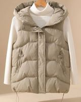Tilia | Damen Steppweste mit Kapuze, Taschen und Kordelzug in Khaki