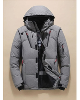 Timon | Herren Winterjacke mit Kapuze, mehreren Taschen und reißverschluss in Grau