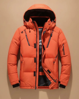 Timon | Herren Winterjacke mit Kapuze, mehreren Taschen und reißverschluss in Orange