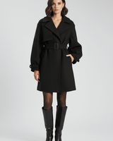 Trenchcoat Damen mit Taillengürtel in Schwarz