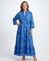 Marielle | Knopf-Front Midi-Kleid in Blau