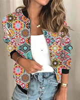 Ulrike | Damen Bomberjacke mit Reißverschluss, Blumenmuster und Besonderem Design in Mehrfarbig