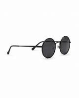 Unisex Runde Sonnenbrille mit dünnen Bügeln in Schwarz