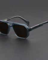 Unisex-Sonnenbrille mit Doppelsteg in quadratischer Form in Schieferblau
