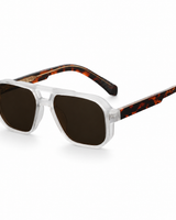 Unisex-Sonnenbrille mit Doppelsteg in quadratischer Form in Eis & Schildpatt