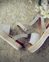 Ursula | Damen Plateau Keilsandaletten mit Espadrille Sohle in Grau