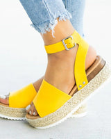 Ursula | Damen Plateau Keilsandaletten mit Espadrille Sohle in Gelb