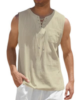 Valentin | Herren V-Ausschnitt Tank Top ärmellos in Khaki