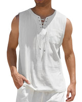 Valentin | Herren V-Ausschnitt Tank Top ärmellos in Weiß