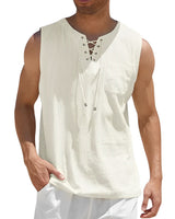 Valentin | Herren V-Ausschnitt Tank Top ärmellos in Beige