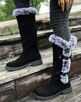 Valentina | Damen Orthopädische Gefütterte Stiefel mit Fell Detail und Schnallen in Schwarz