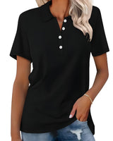 Valeria | Damen Kurzarm Poloshirt in Schwarz