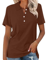 Valeria | Damen Kurzarm Poloshirt in Braun
