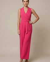 Lucy | Weites Bein Langarm Jumpsuit in Pink
