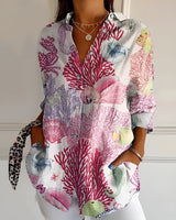 Amara - Luftige Hemdbluse mit Blumenmuster in Rosa Blume
