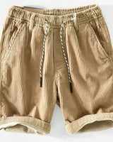 Anneliis – Cord Shorts Mit Elastischem Bund in Khaki