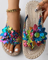 Naomi | Modische Sandalen mit Blumen in Blau