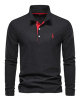 Klassiek Heren Poloshirt met Lange Mouwen - Felix in Schwarz
