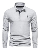 Klassiek Heren Poloshirt met Lange Mouwen - Felix in Grau