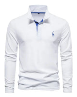 Klassiek Heren Poloshirt met Lange Mouwen - Felix in Weiß
