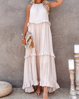 Amelia | Langes lockeres Sommerkleid in Beige