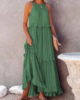 Amelia | Langes lockeres Sommerkleid in Grün