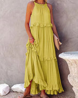 Amelia | Langes lockeres Sommerkleid in Gelb