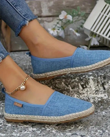 Vellara | Damen Espadrilles Flache Schlupfschuhe in Hellblau