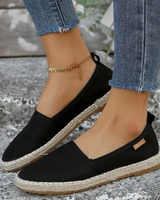 Vellara | Damen Espadrilles Flache Schlupfschuhe in Schwarz