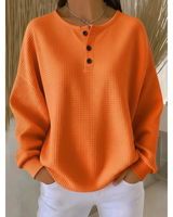 Verena | Damen Pullover mit Knöpfen am Ausschnitt in Orange