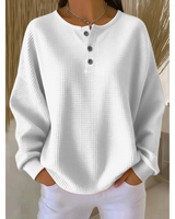 Verena | Damen Pullover mit Knöpfen am Ausschnitt in Weiß
